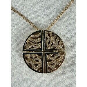 BaubleBar Gold Pave Crystal Openwork Medallion Necklace 19”+ Extender